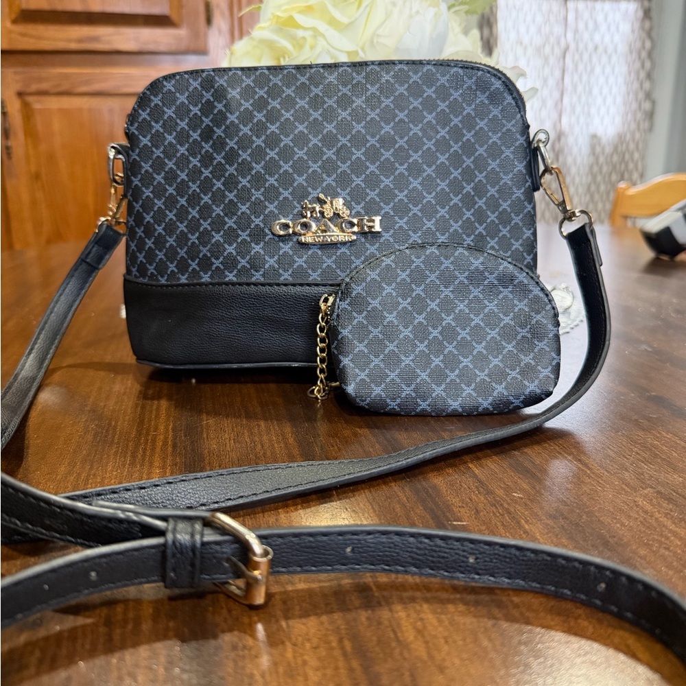 Coach Black Signature Crossbody with Coin Pouch